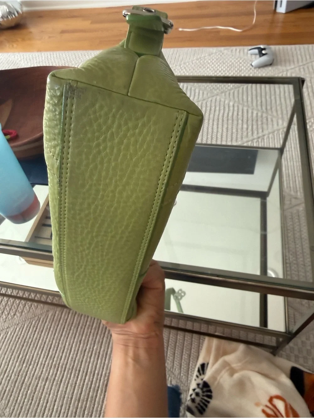 Green Leather Shoulder Bag - Classic Women's Handbag
